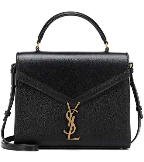 medium leather tote black ysl